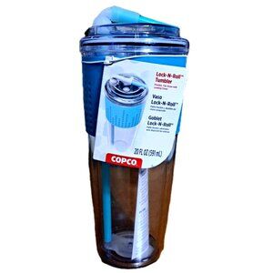 Copco 20 oz. Aqua Lock-n-Roll Double Wall Spill-Proof Tumbler Soft Grip Sleeve